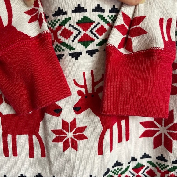 Hanna Andersson Red and White Reindeer Pajamas 85 cm US Size 2 Unisex - Picture 9 of 15